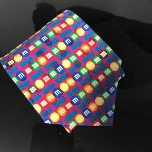 m&m official silk tie colorful kitsch EUC Gift Kitschy Pop Art Candy Rainbow